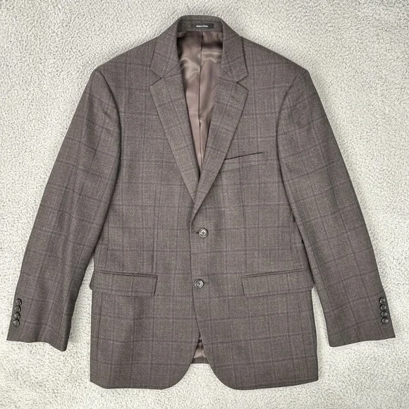 Pronto Uomo Platinum 100% Wool Blazer Men 40R Black Plaid 2 Button Double Vented - Picture 2 of 16